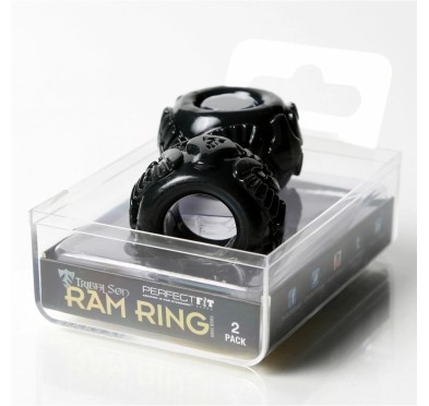 Pierścień na penisa - Perfect Fit Ram Ring Kit Double Black Dwupak